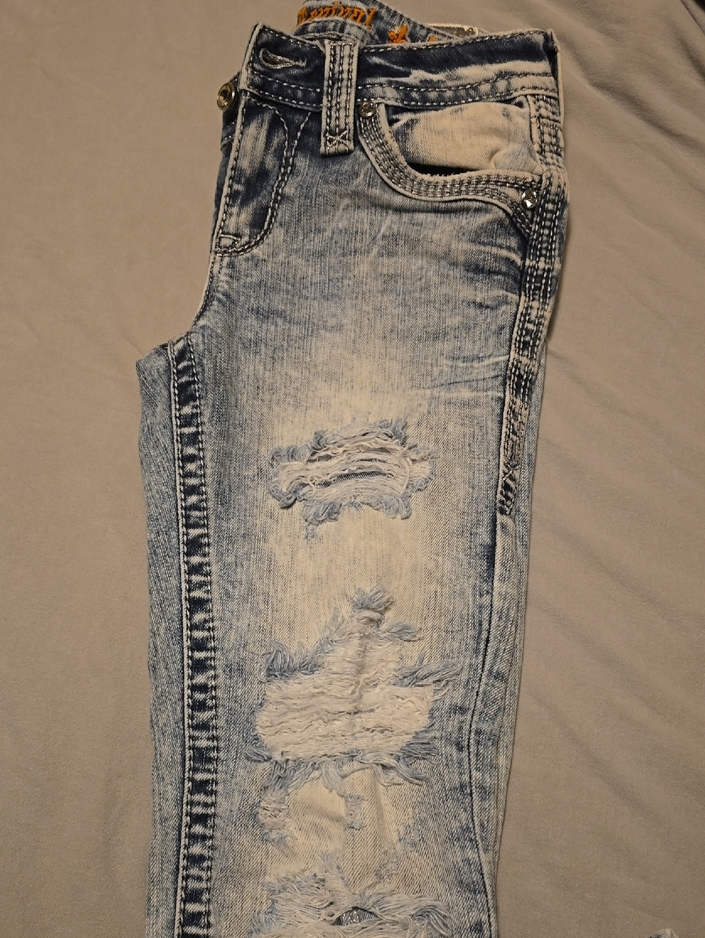 Rock Revival Women's Size 26 Skinny Mid Rise 'Blue Coral' Distressed